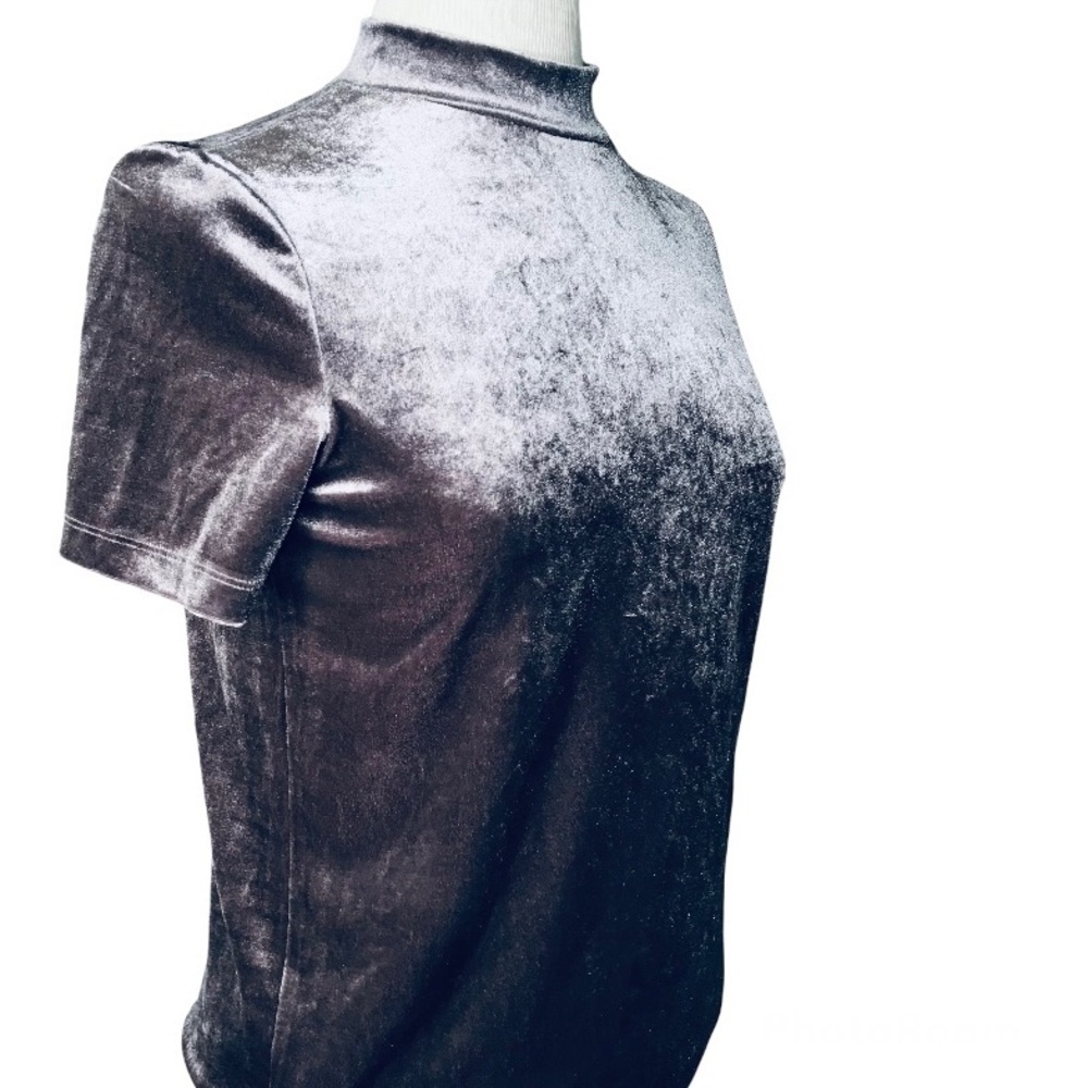 Zara Trafaluc velvet mock neck top gray Small
